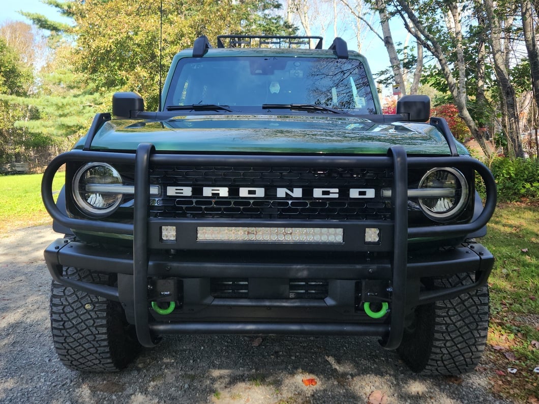 RedRock HD Modular Grille Guard with LED Fog Lights and 20-Inch LED Light Bar; Black (21-25 Bronco, Excluding Raptor)
