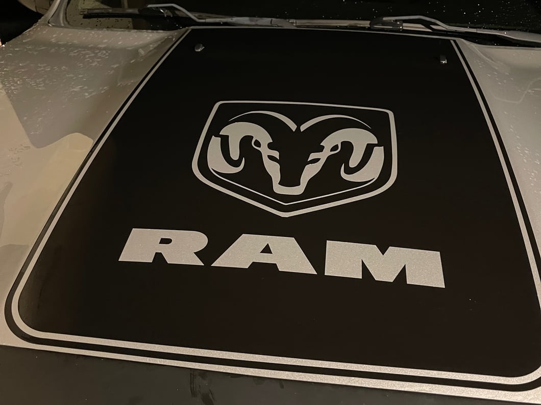 RAM Licensed by RedRock Hood Decal with Logo; Gloss Black (09-18 RAM 1500, Excluding Rebel)