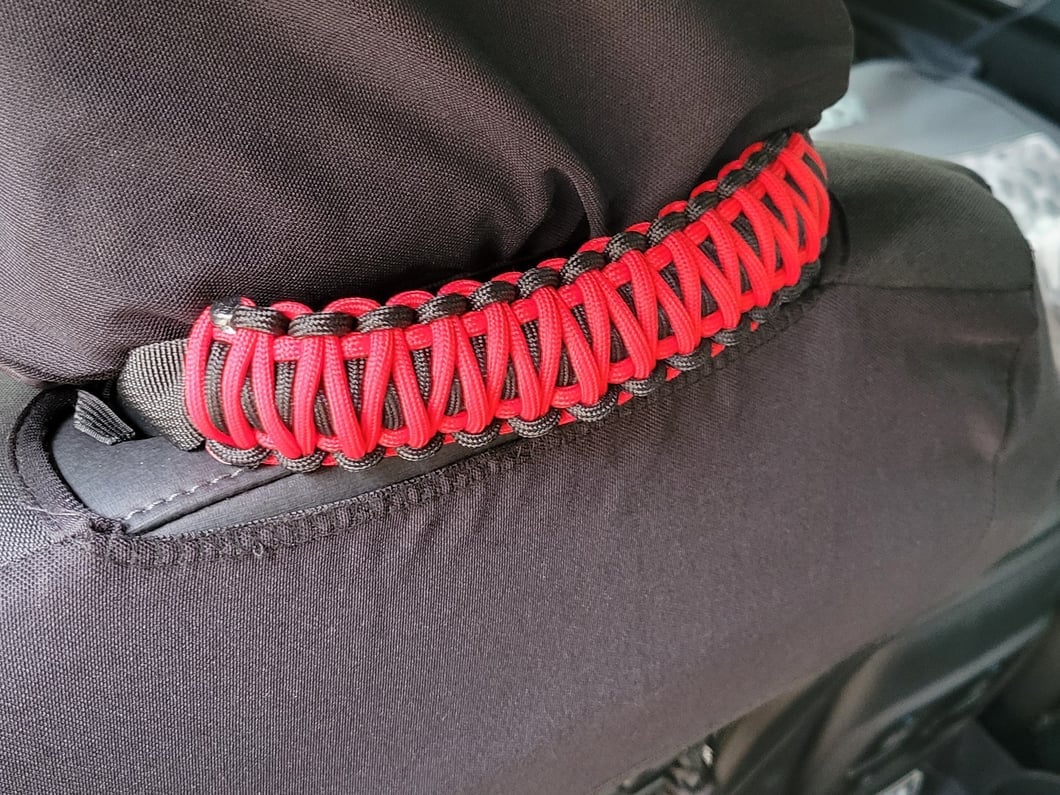 RedRock Paracord Headrest Handles; Black and Red (21-25 Bronco)