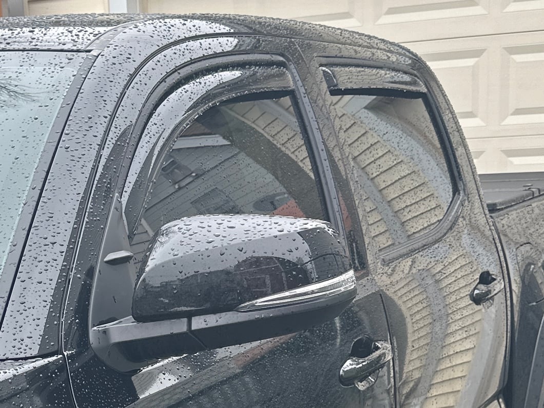 RedRock Low Profile Window Deflectors; Front and Rear; Gloss Black (16-23 Tacoma Double Cab)