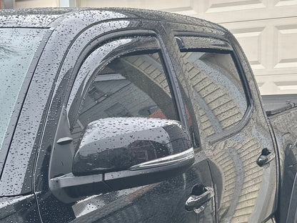 RedRock Low Profile Window Deflectors; Front and Rear; Gloss Black (16-23 Tacoma Double Cab)