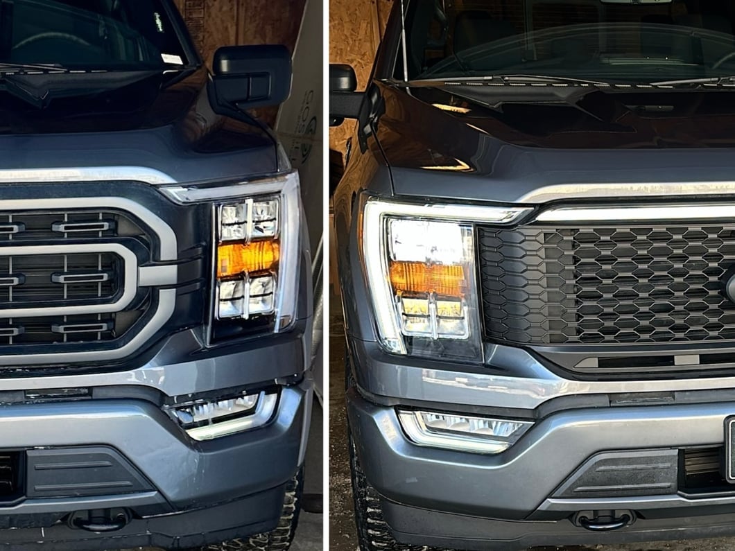 RedRock Baja Style Upper Replacement Grille with LED Light Bar and Emblem Surround (21-23 F-150, Excluding Raptor & Tremor)