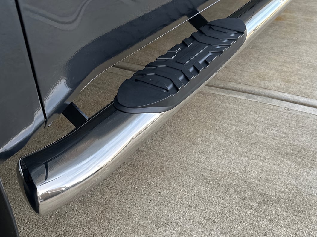 RedRock 5-Inch Oval Bent End Side Step Bars; Stainless Steel (07-21 Tundra Double Cab)