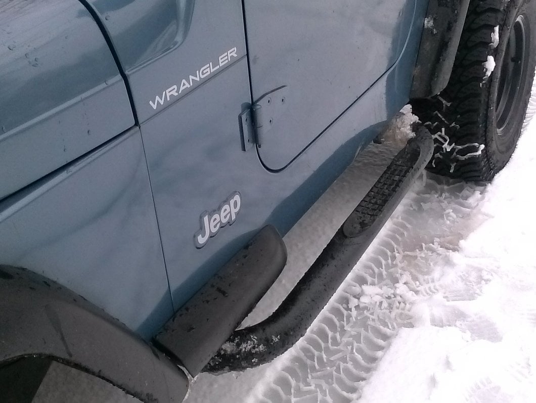 RedRock 3-Inch Round Side Step Bars; Textured Black (87-06 Jeep Wrangler YJ & TJ, Excluding Unlimited)