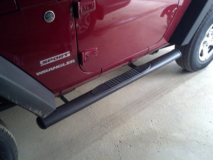 RedRock 4-Inch Oval Straight Side Step Bars; Textured Black (07-18 Jeep Wrangler JK 2-Door)