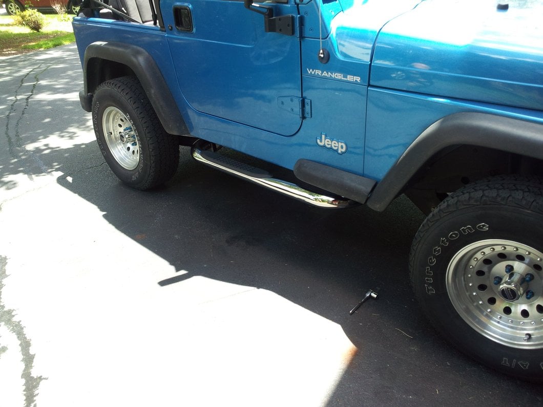 RedRock 3-Inch Round Side Step Bars; Stainless Steel (87-06 Jeep Wrangler YJ & TJ, Excluding Unlimited)