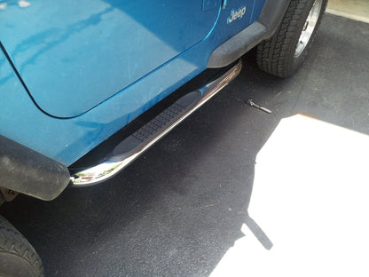 RedRock 3-Inch Round Side Step Bars; Stainless Steel (87-06 Jeep Wrangler YJ & TJ, Excluding Unlimited)