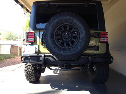 RedRock Rear Double Tube Bumper Guard; Gloss Black (07-18 Jeep Wrangler JK)