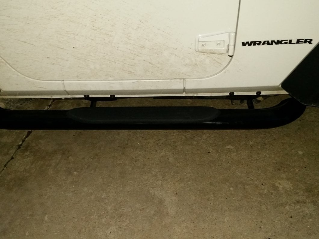 RedRock 4-Inch Oval Curved Side Step Bars; Semi-Gloss Black (07-18 Jeep Wrangler JK 2-Door)