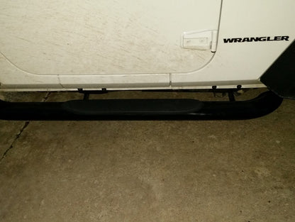 RedRock 4-Inch Oval Curved Side Step Bars; Semi-Gloss Black (07-18 Jeep Wrangler JK 2-Door)