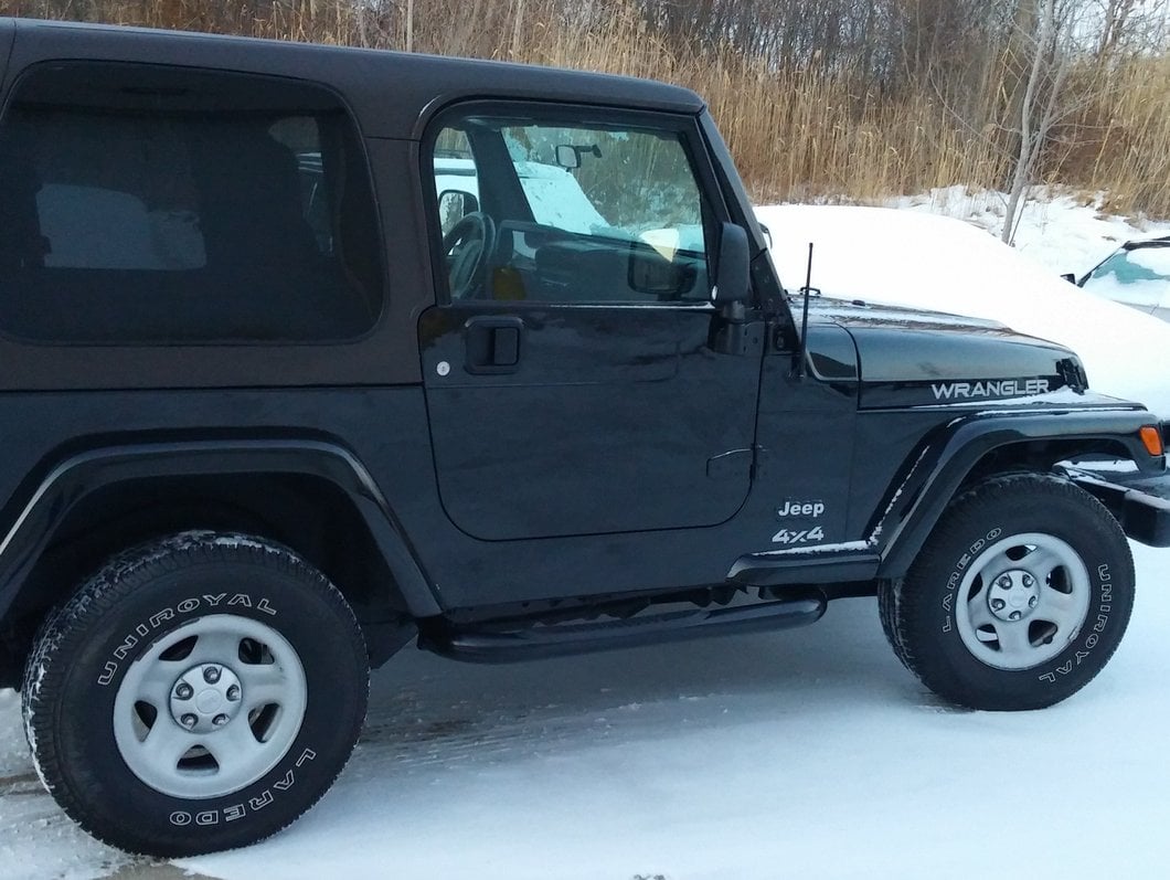 RedRock 3-Inch Round Side Step Bars; Semi-Gloss Black (87-06 Jeep Wrangler YJ & TJ, Excluding Unlimited)