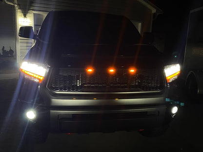 RedRock Baja Upper Replacement Grille with LED Lighting; Matte Black (14-21 Tundra)