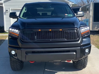 RedRock Baja Upper Replacement Grille with LED Lighting; Matte Black (14-21 Tundra)