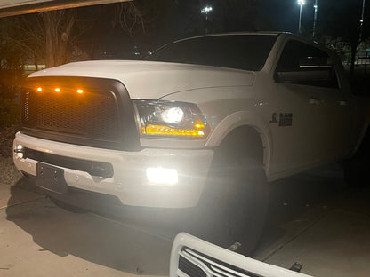 RedRock Impulse Upper Replacement Grille with Amber LED Lights; Matte Black (13-18 RAM 2500)