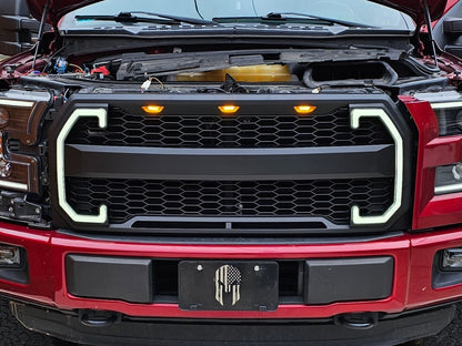 RedRock Mesh Upper Replacement Grille with LED Turn Signals and DRL (15-17 F-150, Excluding Raptor)