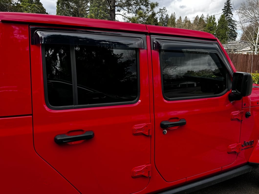 RedRock Tape-On Window Deflectors; Front and Rear; Smoked (20-25 Jeep Gladiator JT)