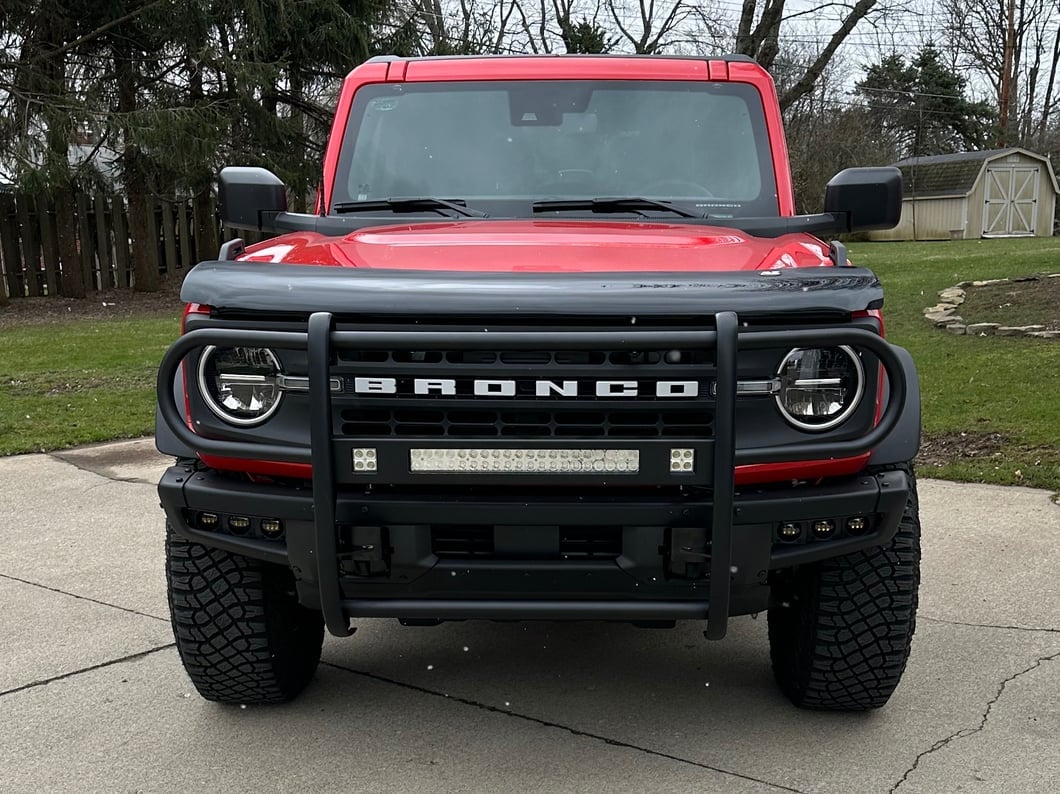 RedRock HD Modular Grille Guard with LED Fog Lights and 20-Inch LED Light Bar; Black (21-25 Bronco, Excluding Raptor)