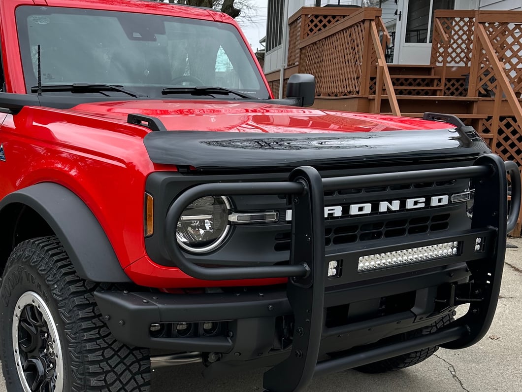 RedRock HD Modular Grille Guard with LED Fog Lights and 20-Inch LED Light Bar; Black (21-25 Bronco, Excluding Raptor)