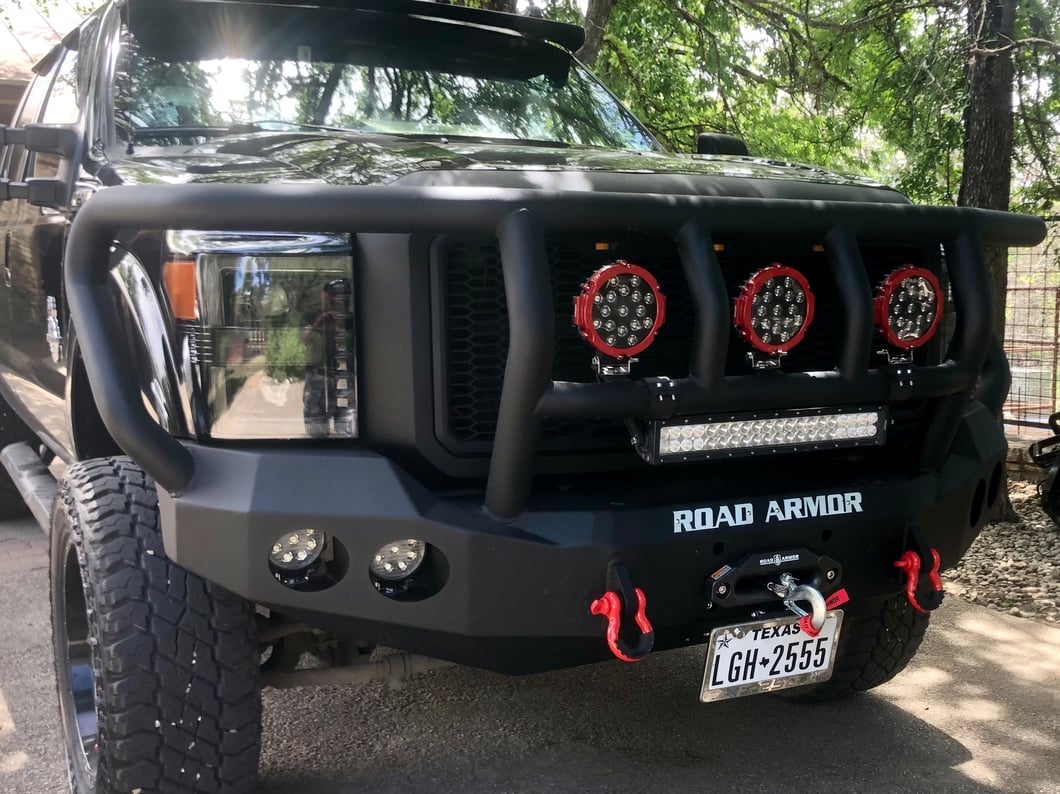 RedRock Baja Upper Replacement Grille with LED; Matte Black (11-16 F-250 Super Duty)