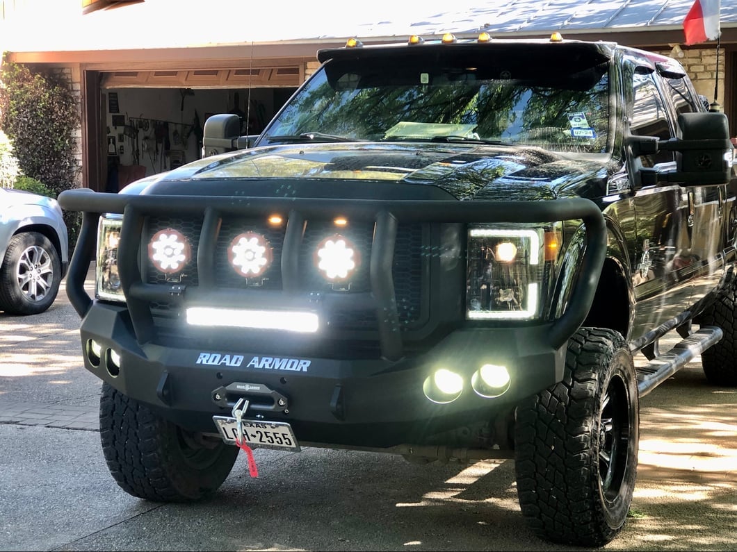 RedRock Baja Upper Replacement Grille with LED; Matte Black (11-16 F-250 Super Duty)