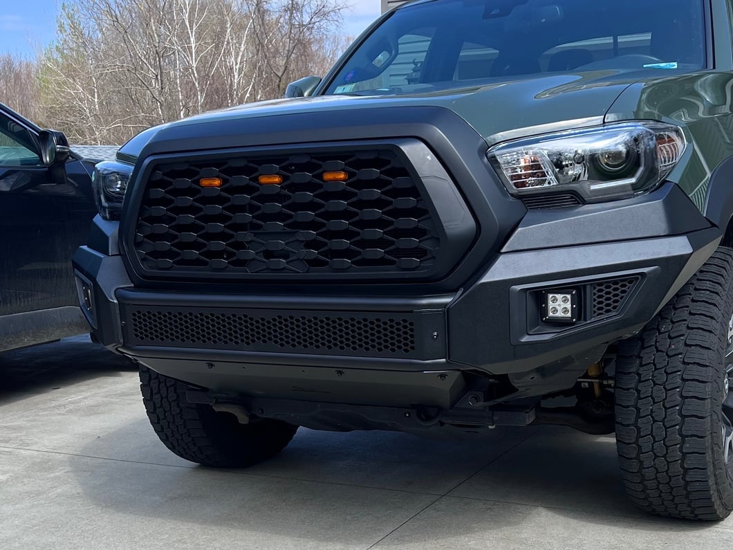 RedRock Baja Mesh Upper Replacement Grille with LED Lighting; Matte Black (16-23 Tacoma)