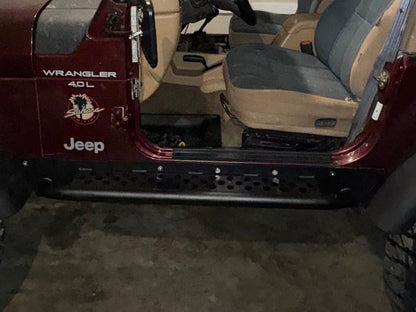 Jeep Licensed by RedRock Rocker Guards with Steps and Jeep Logo (97-06 Jeep Wrangler TJ, Excluding Unlimited)