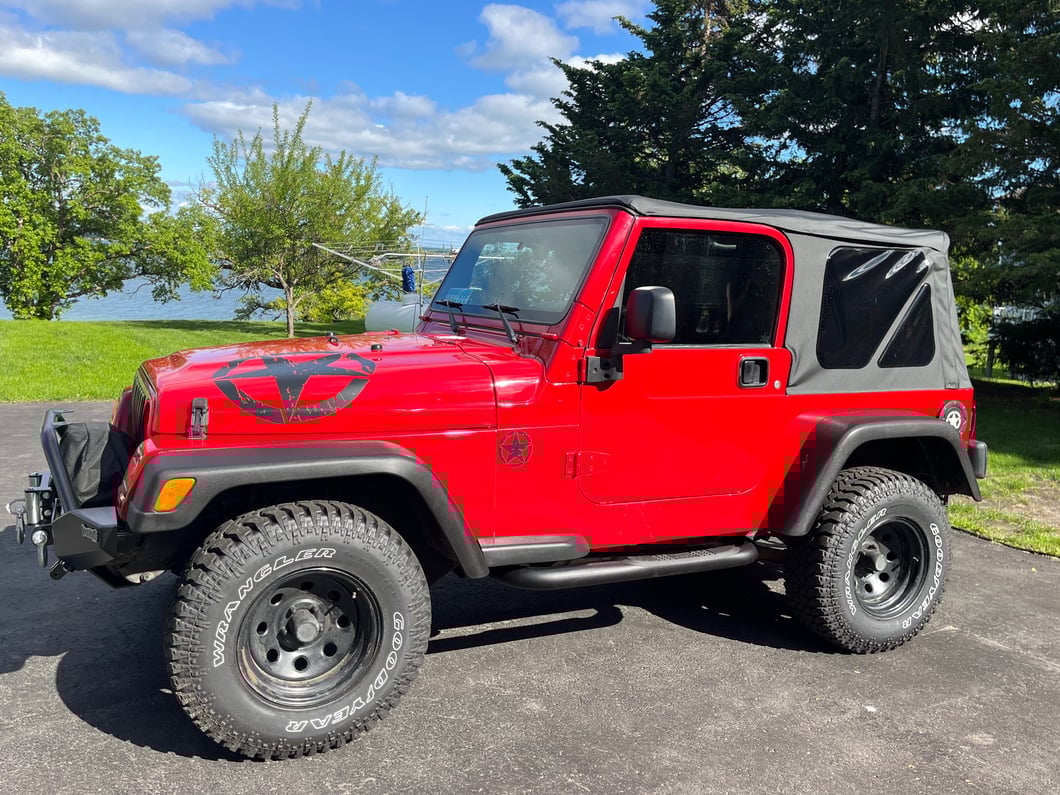 Jeep Licensed by RedRock 3-Inch Round Side Step Bars with Jeep Logo; Textured Black (87-06 Jeep Wrangler YJ & TJ, Excluding Unlimited)
