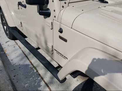 RedRock 4-Inch Oval Straight Side Step Bars; Textured Black (07-18 Jeep Wrangler JK 4-Door)