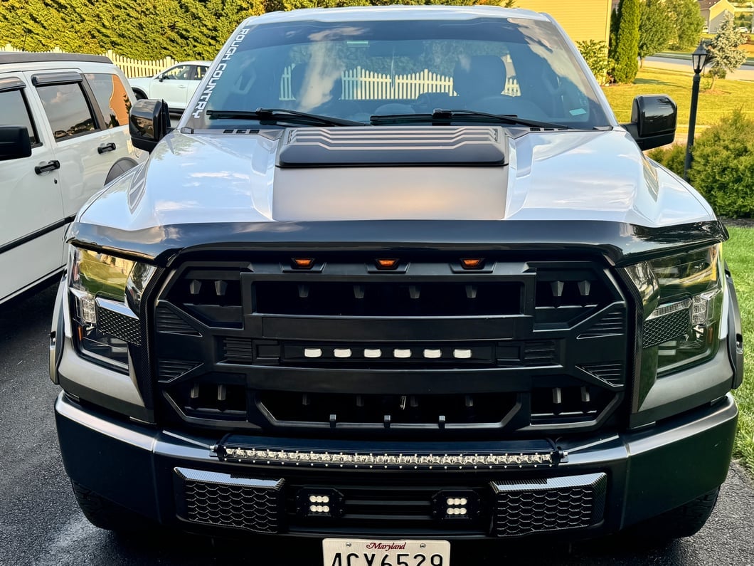 RedRock Armor Upper Replacement Grille with LED Off-Road Lighting; Matte Black (15-17 F-150, Excluding Raptor)