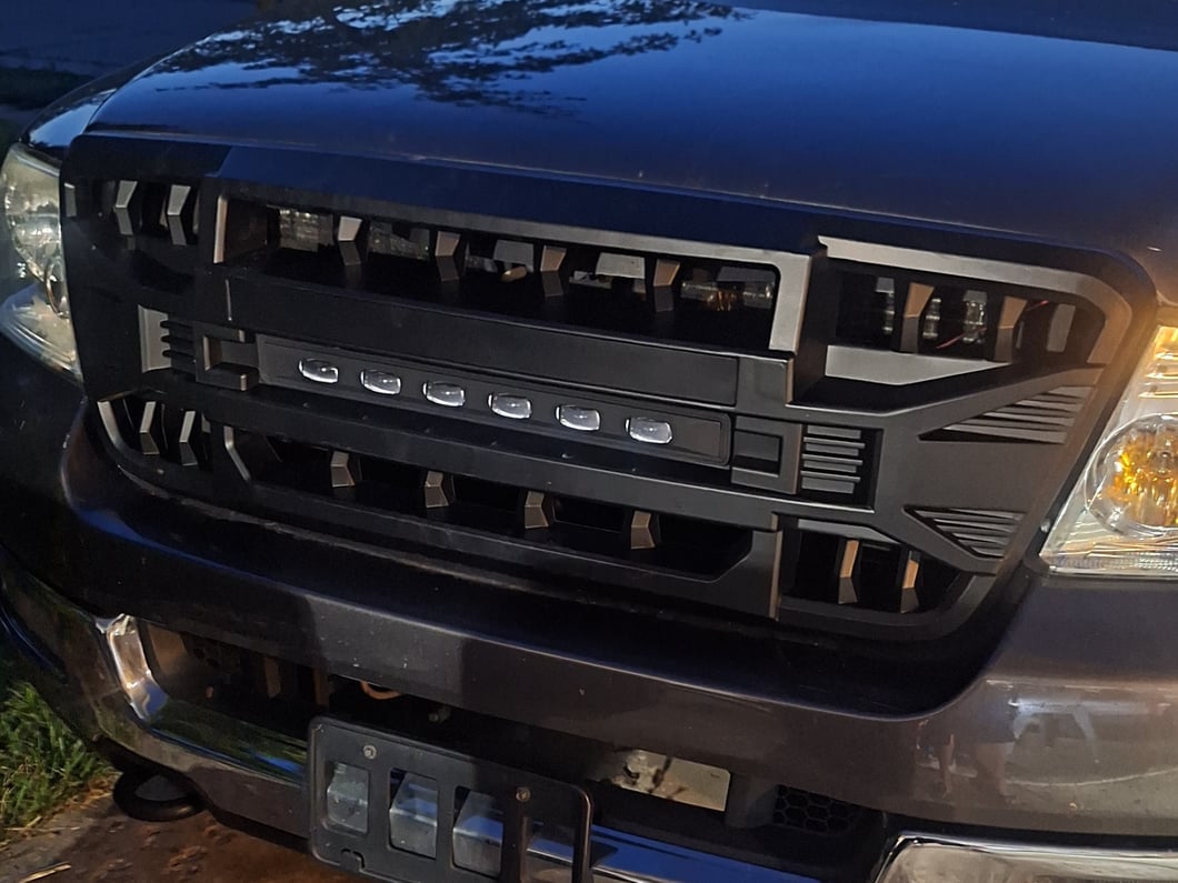 RedRock Armor Upper Replacement Grille with LED Off-Road Lighting; Matte Black (04-08 F-150)