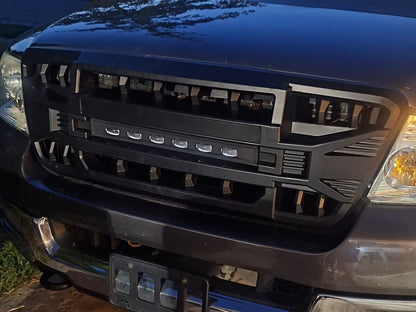 RedRock Armor Upper Replacement Grille with LED Off-Road Lighting; Matte Black (04-08 F-150)