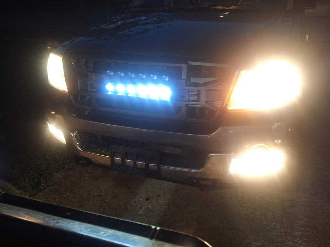 RedRock Armor Upper Replacement Grille with LED Off-Road Lighting; Matte Black (04-08 F-150)