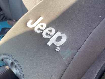 Jeep Licensed by RedRock Neoprene Center Console Arm Rest Cover with Jeep Logo; Black (11-18 Jeep Wrangler JK)