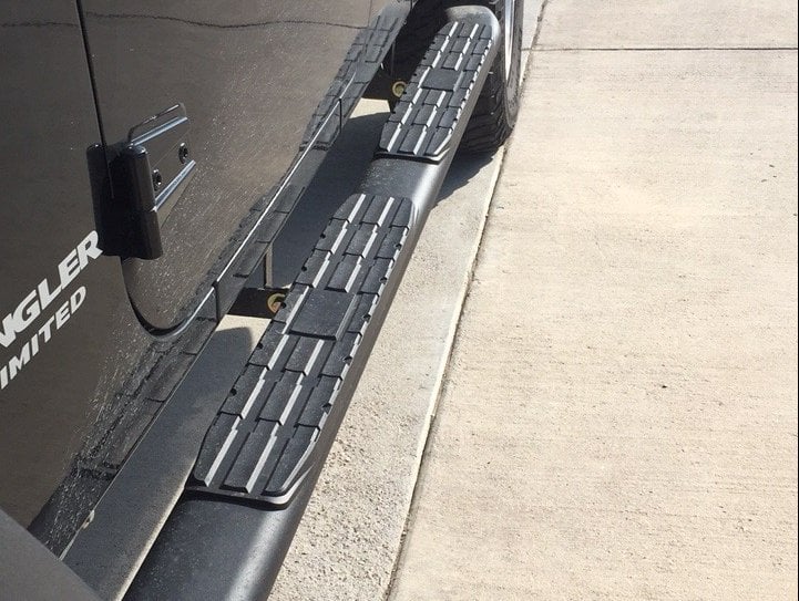 RedRock Pinnacle Oval Bent End Side Step Bars; Textured Black (07-18 Jeep Wrangler JK 4-Door)