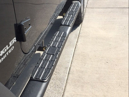 RedRock Pinnacle Oval Bent End Side Step Bars; Textured Black (07-18 Jeep Wrangler JK 4-Door)