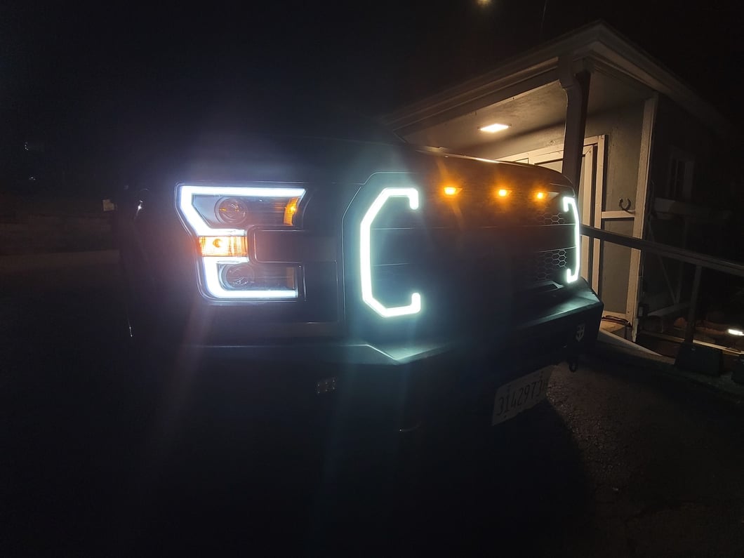 RedRock Mesh Upper Replacement Grille with LED Turn Signals and DRL (15-17 F-150, Excluding Raptor)