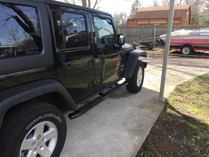RedRock Pinnacle Oval Bent End Side Step Bars; Textured Black (07-18 Jeep Wrangler JK 4-Door)