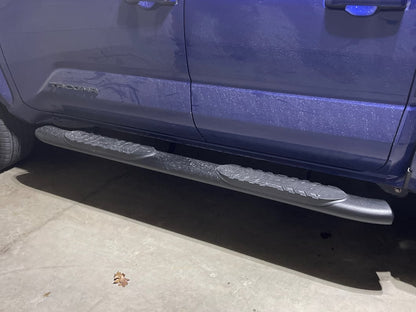 RedRock 5-Inch Oval Bent End Side Step Bars; Fine Texture Black (24-25 Tacoma Double Cab)