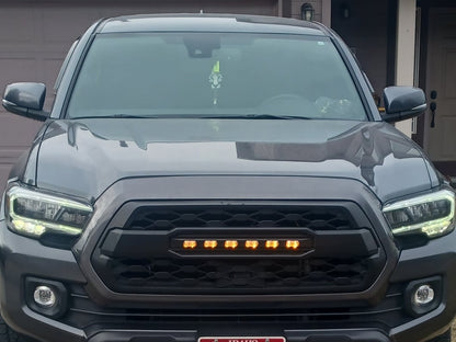 RedRock Baja Mesh Upper Replacement Grille with LED Off-Road Lighting; Matte Black (16-23 Tacoma)