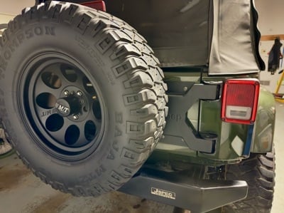 Jeep Licensed by RedRock HD Tire Carrier Bracket for OEM Tire Mount with Jeep Logo (07-18 Jeep Wrangler JK)
