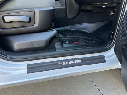 RAM Licensed by RedRock Door Sill Body Shield Decal; White (02-18 RAM 1500)