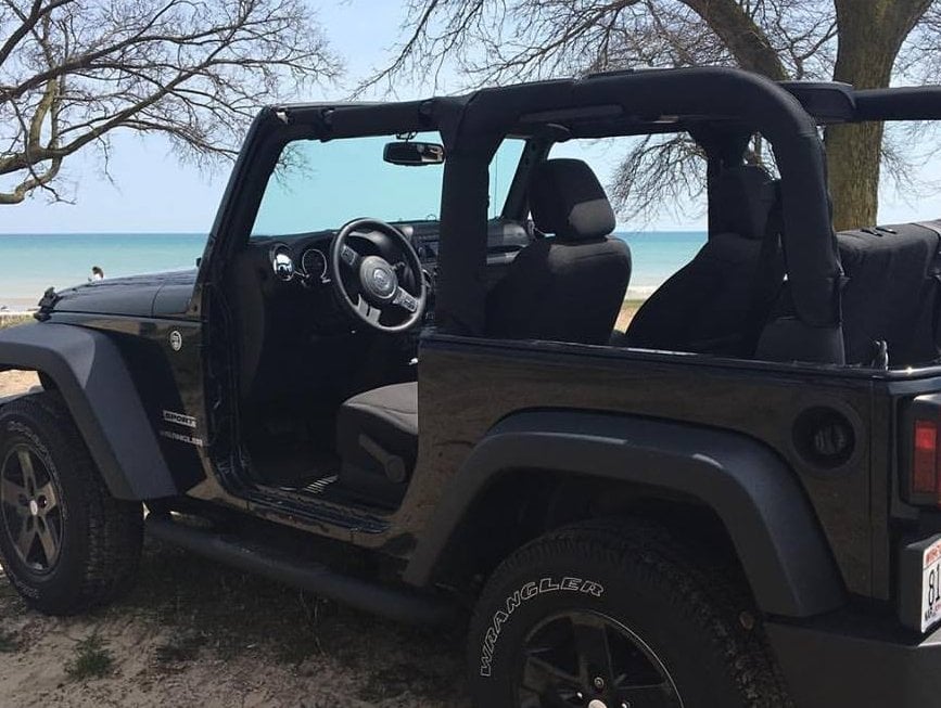RedRock 3-Inch Round Curved Side Step Bars; Textured Black (07-18 Jeep Wrangler JK 2-Door)