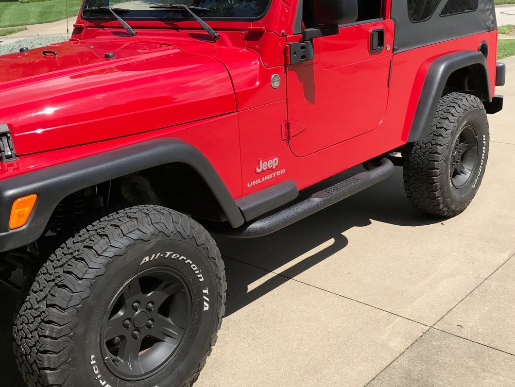 RedRock 3-Inch Side Step Bars; Textured Black (04-06 Jeep Wrangler TJ Unlimited)