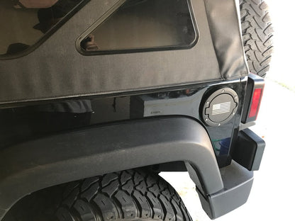 RedRock Old Glory Fuel Door Cover; Textured Black (07-18 Jeep Wrangler JK)