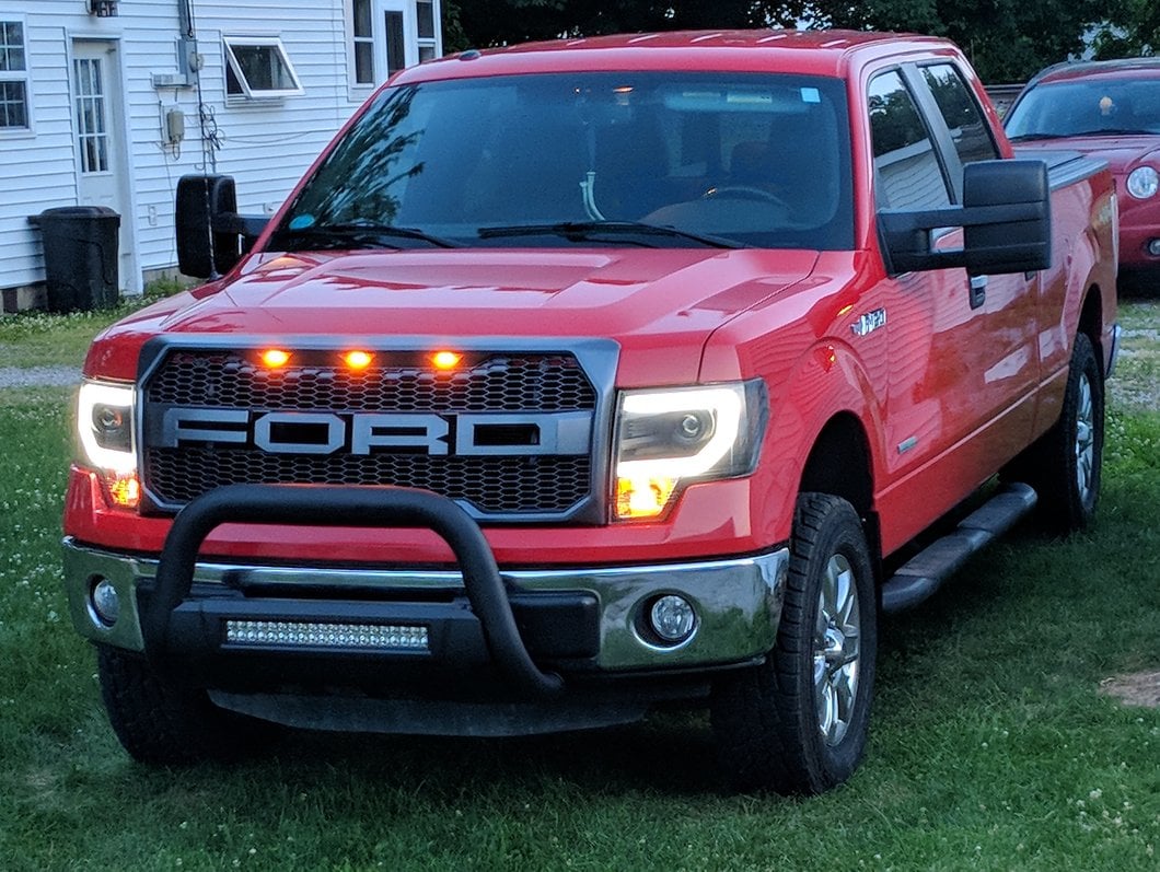 RedRock Memory Power Adjust Heated Manual Foldaway Towing Mirrors with Puddle Lights and Turn Signals; Textured Black; Driver Side (09-14 F-150)