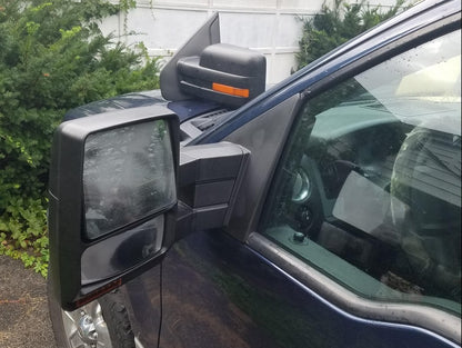 RedRock Memory Power Adjust Heated Manual Foldaway Towing Mirrors with Puddle Lights and Turn Signals; Textured Black; Driver Side (09-14 F-150)