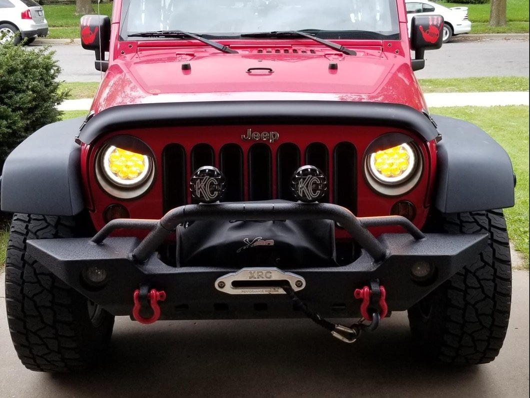 RedRock Angry Eyes Headlight Conversion; Black (07-18 Jeep Wrangler JK)