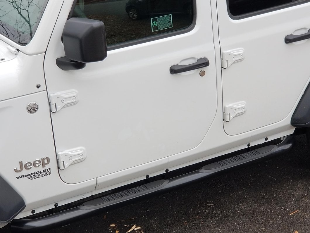 RedRock 3-Inch Round Curved Side Step Bars; Semi-Gloss Black (18-25 Jeep Wrangler JL 4-Door)