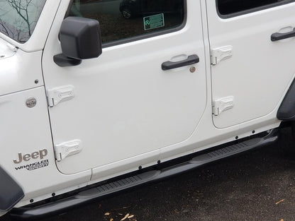RedRock 3-Inch Round Curved Side Step Bars; Semi-Gloss Black (18-25 Jeep Wrangler JL 4-Door)