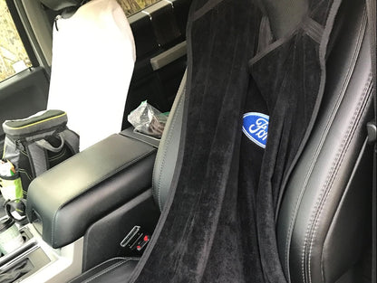 RedRock Alterum Series Seat Armour Protective Cover with Ford Oval Logo; Black (97-25 F-150)